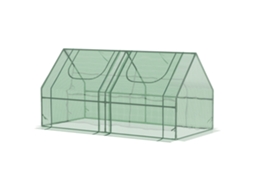 Pequeno fogão verde para exterior com dupla proteção para plantas e flores, 180x90x90 cm.