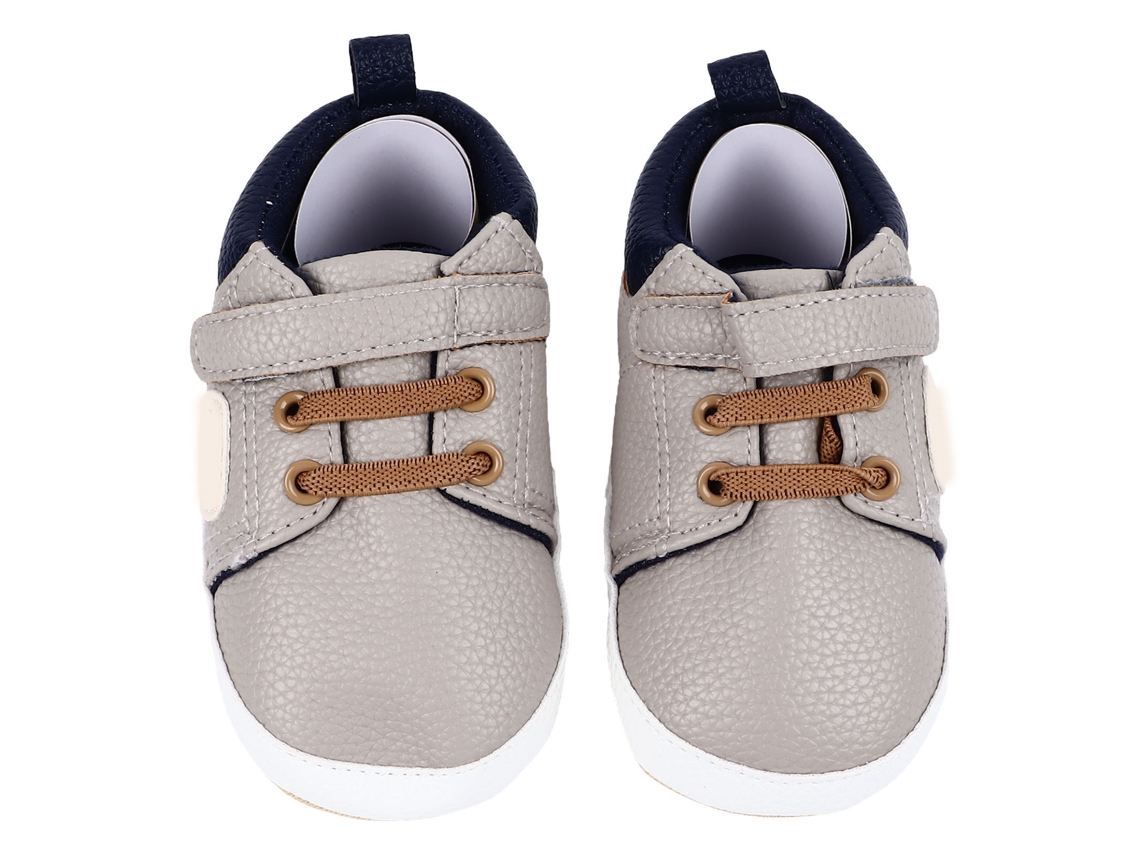 2pcs Sapatos de Caminhada Bebê Couro Pu Sola Macia Vintage Tpr Cinza Escuro 12