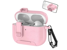 Capa Para Fones De Ouvido Sem Fio Airpods Pro 3 Com Textura De Couro, Com Gancho E Suporte.