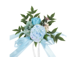 Arranjo de Flores Artificiais LAXISCREED com Laços Longos e Rosa Azul Claro
