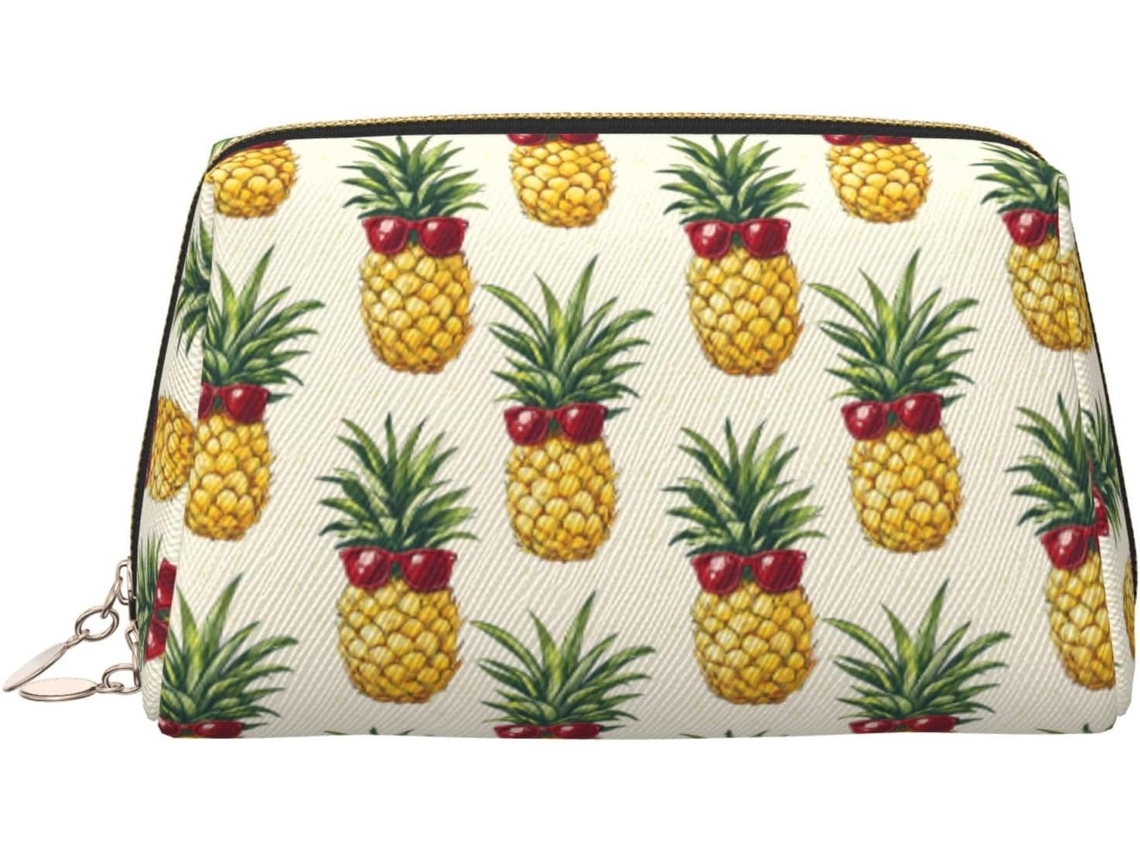 Necessaire vermelha com estampa de abacaxi, viagem feminina