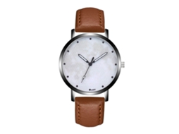 Relógio masculino moderno com pulseira de couro sintético, relógio de quartzo para casais, cor marrom claro.