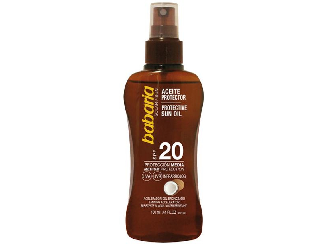 Óleo Bronzeador BABARIA Protective Sun SPF 20 (100 ml)