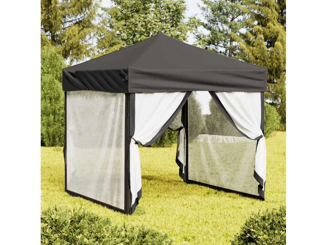 Vidaxl Tenda Para Festas Dobrável Com Paredes Laterais 2x2 M Antracite