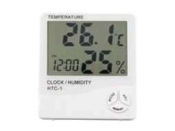 Medidor de Temperatura e Umidade com Relógio Digital para Ambiente Interno