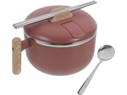 Tigela Para Macarrão Instantâneo Toddmomy Em Aço Inoxidável Com Tampa, Capacidade De 1200ml, Design Anti Queimaduras