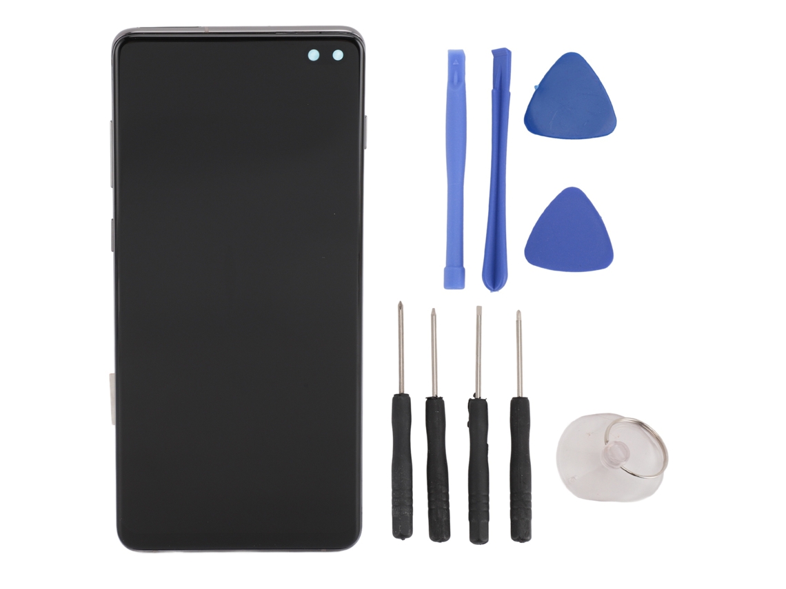 Montagem de Tela Samsung Galaxy S10 Plus com LCD, controle táctil, moldura e ferramentas