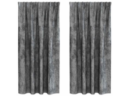 Conjunto 2 Cortinas De Veludo Vidaxl Cinzento Veludo (175 X 140 Cm)