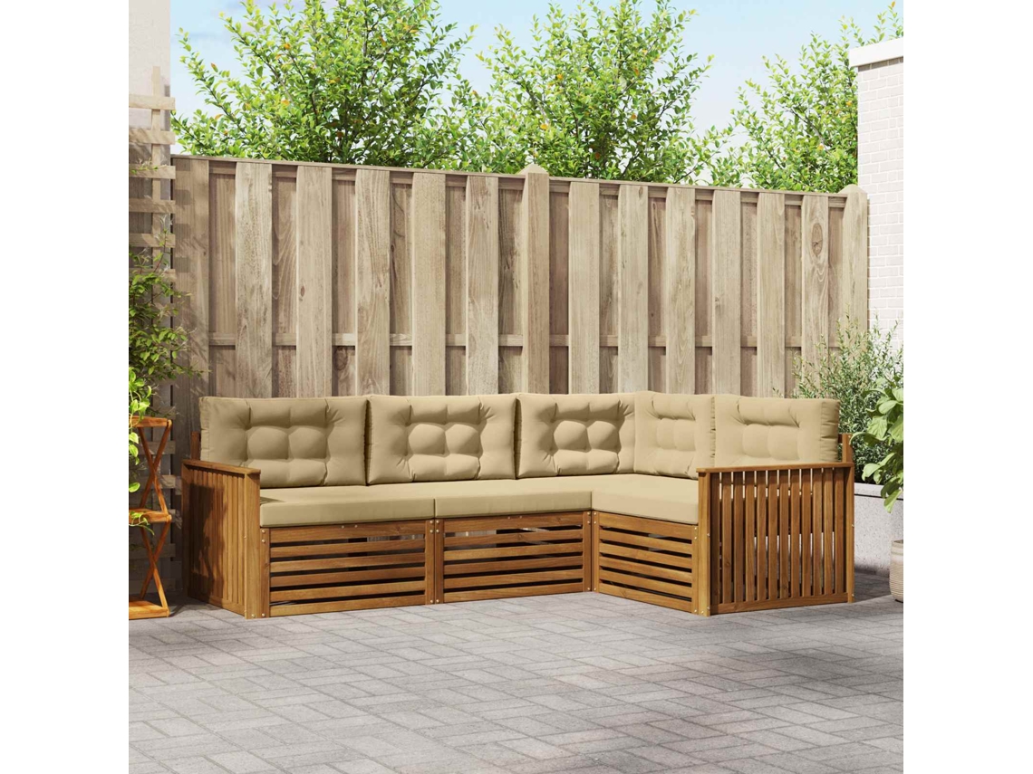 Vidaxl Conjunto De Sofás Para Exterior 4 Pcs Natural E Bege