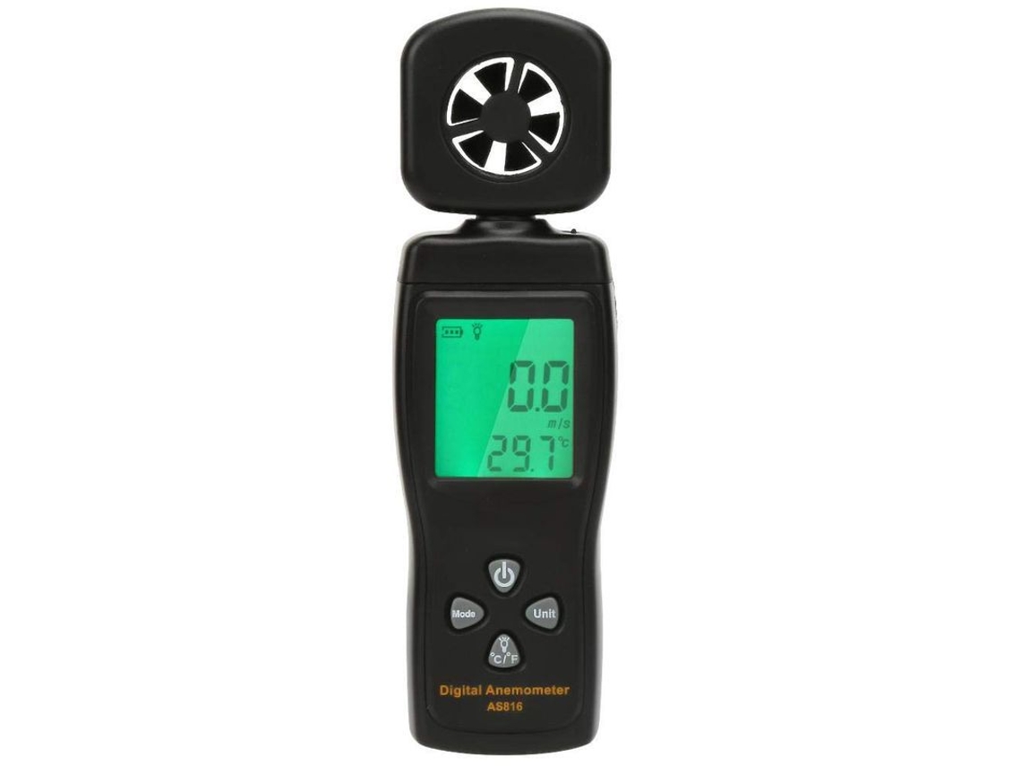 Anemômetro Digital Mini AS816, Medidor de Velocidade do Vento e Temperatura, 0.3 a 30m/s