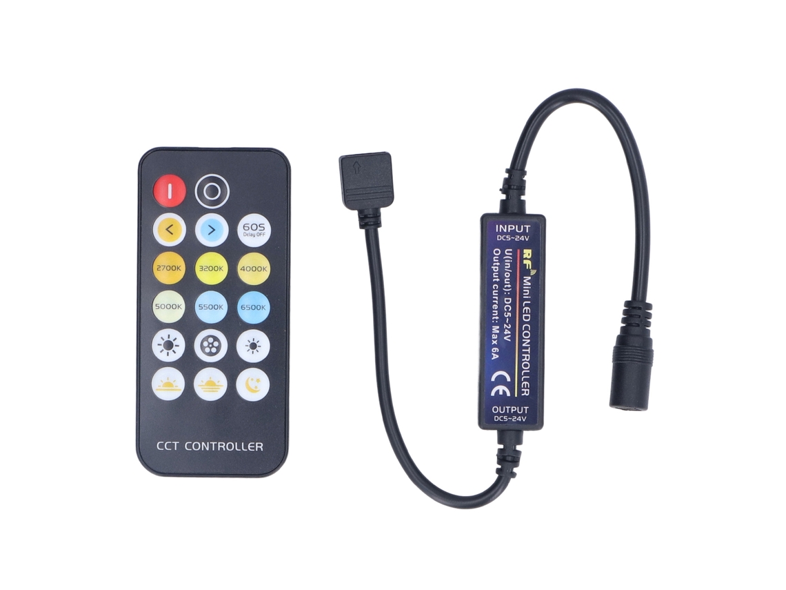 Controlador Led Dimmer RF Primerox com controle de temperatura de cor 17 teclas para strip light | S/MARCA