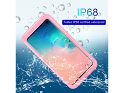 Capa de telefone à prova d'água para Samsung Galaxy S10 Rosa, IP68, 1,5m de queda