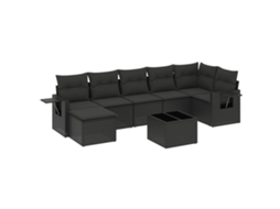 Conjunto de 8 Sofás de Jardim com Almofadões Vime Pe Preto MAISON EXCLUSIVE (N/A)