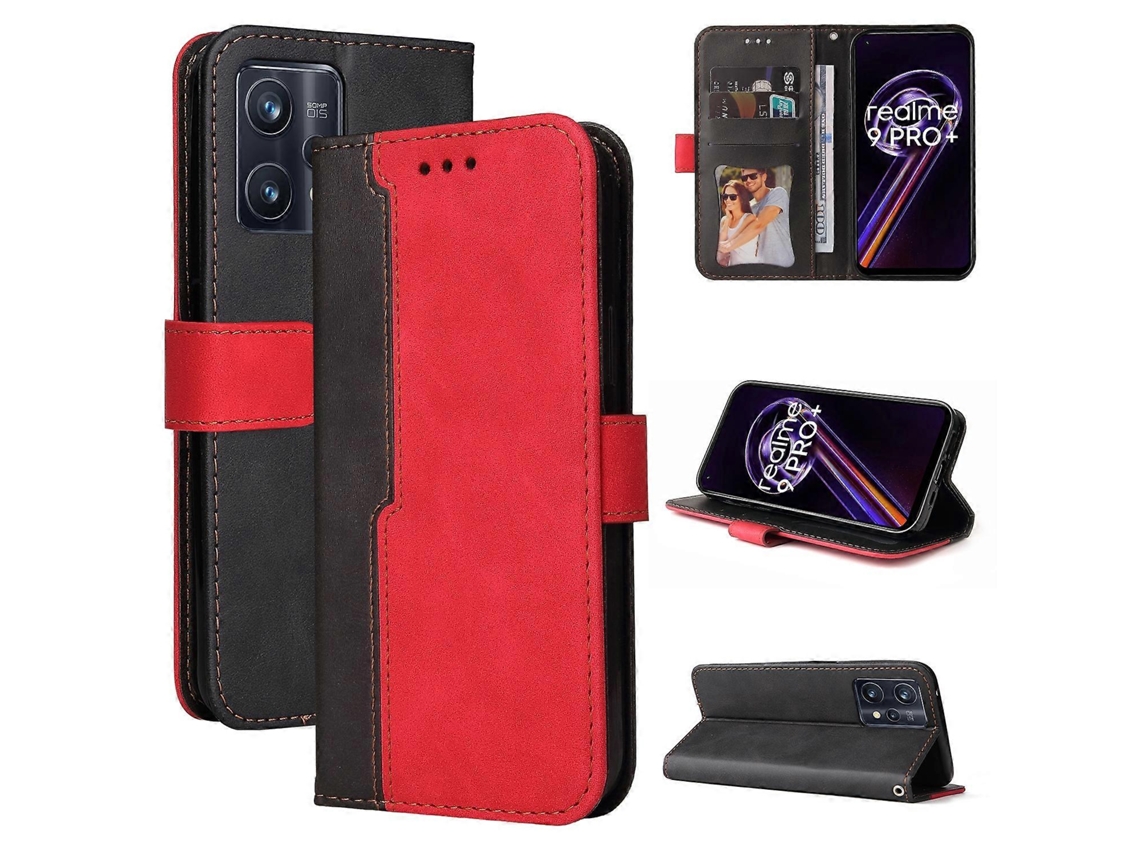 Capa De Couro Pu Com Costura Colorida Para Oppo Realme 9 Pro