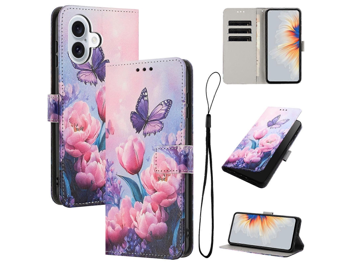 Capa De Couro Para Celular Com Estampa De Desenho Colorido Para Iphone 17