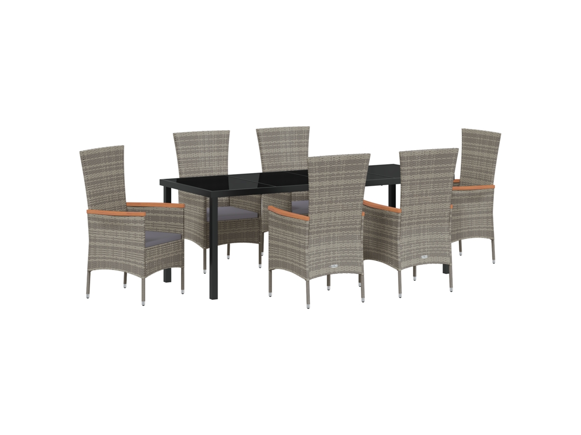 Conjunto 7 Conjunto De Móveis De Jardim Vidaxl Cinzento Vime Pe (200 X 80 X 73 Cm)