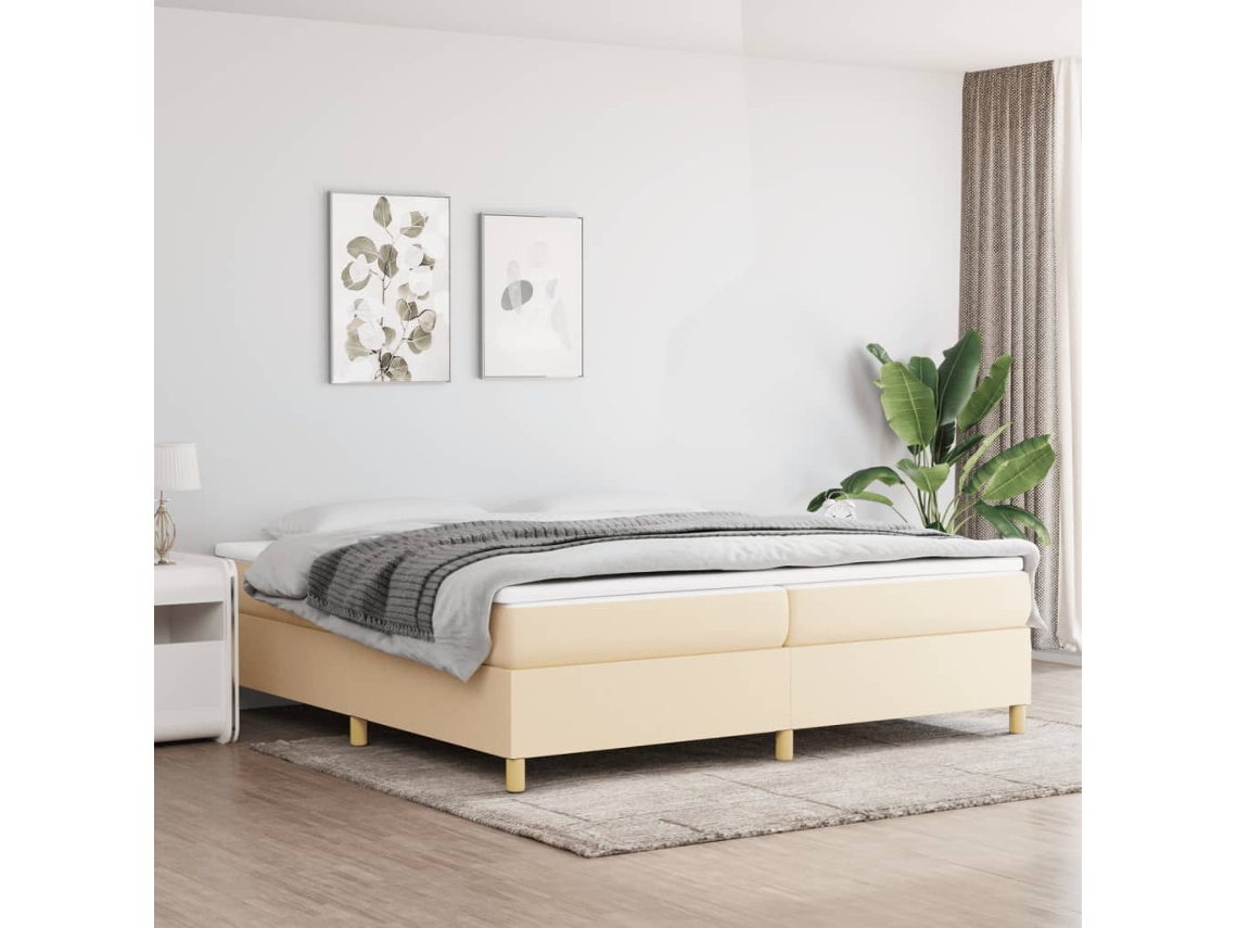 Vidaxl Estrutura De Cama Com Molas 200x200 Cm Tecido Cor Creme