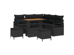 Conjunto 8 Conjunto De Sofá De Jardim Vidaxl Preto Vime Pe (90 X 55 X 71 Cm)