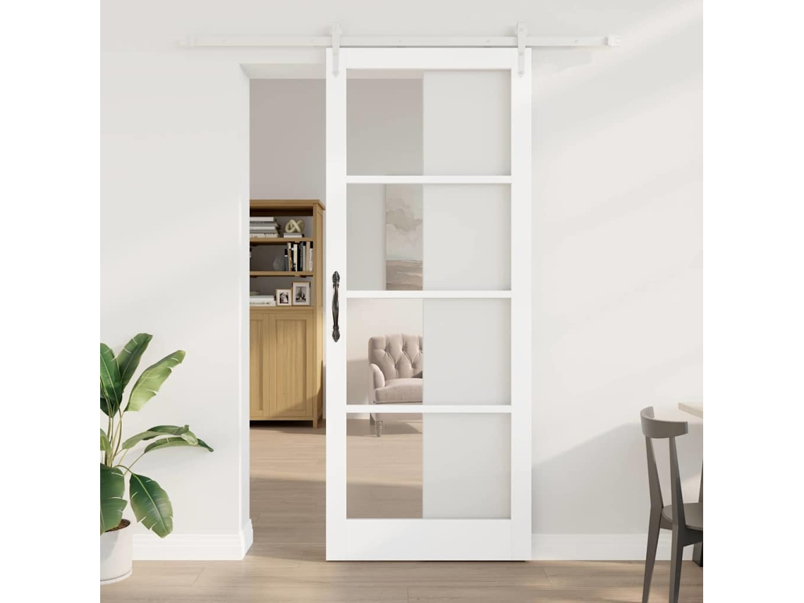 Vidaxl Porta Deslizante 93 X 232 Cm Madeira De Pinho Maciça E Vidro