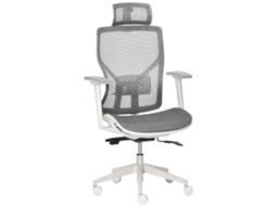 Cadeira Gamer Cinza De Malha, Encosto Cabeça, Almofada Lombar, Braços 3d, 67×65×120-128cm