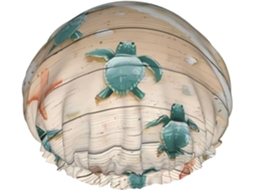 Touca De Banho Estampada Com Tartaruga Marinha E Estrela Do Mar, Reutilizável, Dupla Camada, Item Essencial Para Viagens