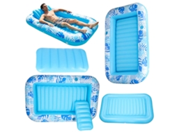 Colchão Inflável Flutuante Com Travesseiro E 2 Porta-copos, Azul, 175x115 Cm