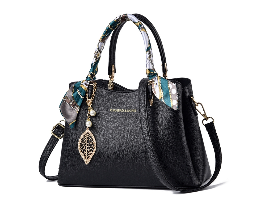 Bolsa Transversal Bolsa de Ombro lenço Preto e Verde YUNZII