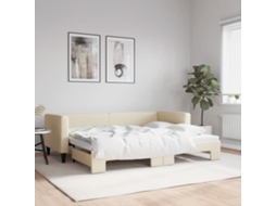 Sofá cama con cajón 80x200 cm Tejido crema