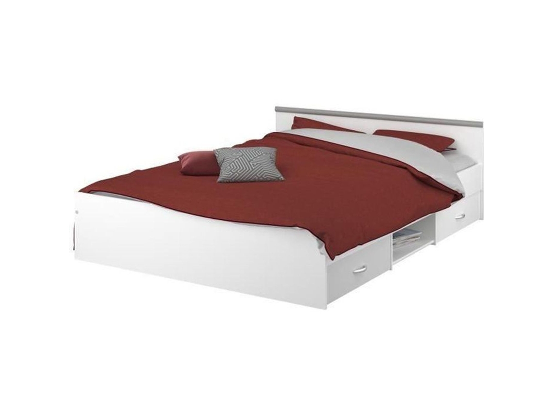 Cama adulta contemporânea branca fosca 140 x 200 cm Parisot