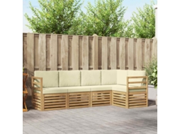 Vidaxl Conjunto De Sofá Sectional Com Almofada 5 Pcs Branco E Creme