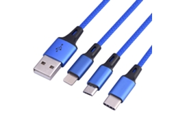 Raum-cabo De Carregamento Rápido 3 Em 1 De 1.2m Para Iphone E Android (azul)