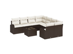 Conjunto 9 Conjunto De Sofá De Jardim Vidaxl Castanho Vime Pe (234 X 234 X 85 Cm)