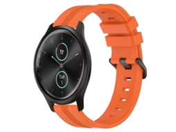 Pulseira De Relógio Garmin Garminmove Style 20 Mm, Silicone Com Listras Côncavas, Chenille Laranja