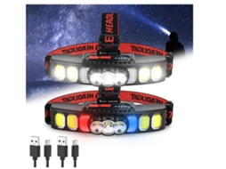 Farol 2 Peças de Farol Led de 18000 Lanterna de Cabeça de Alto Lúmen para Pesca Ao Ar Livre Caminhada Acampamento Corrida Preto BISBISOUS VIGA EUROPE