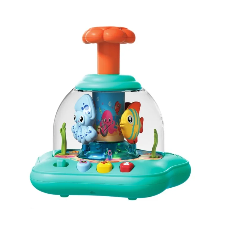Brinquedo para Carrinho de Bebê em Formato de Animal Marinho com Cúpula Giratória e Botão. MDUG (azul)