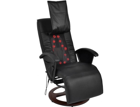 Cadeira de Massagens VIDAXL shiatsu couro artificial preto