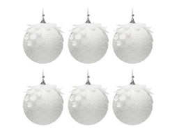 6pcs Bola De Natal Branca Com Glitter, Ornamentos De Árvore De Natal Brilhantes
