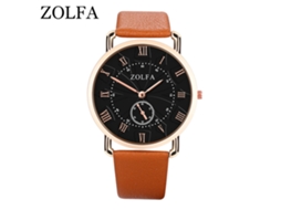 Reloj De Pulsera Para Hombre De Moda Con Correa De Pu Dial Redondo Analógico Cuarzo Café