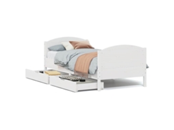 Cama Sem Colchão Madeira de Pinho Maciça Branco 100x200 cm MAISON EXCLUSIVE
