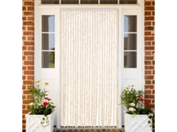 Vidaxl Cortina Anti-insetos 100x220 Cm Chenille Bege E Branco