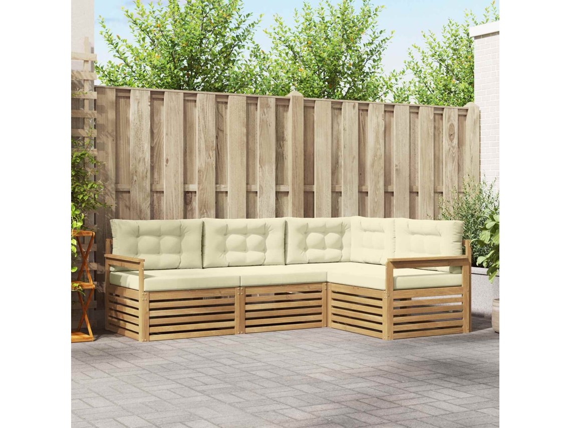 Vidaxl Conjunto De Sofás Para Exterior 5 Unid. Branco E Creme