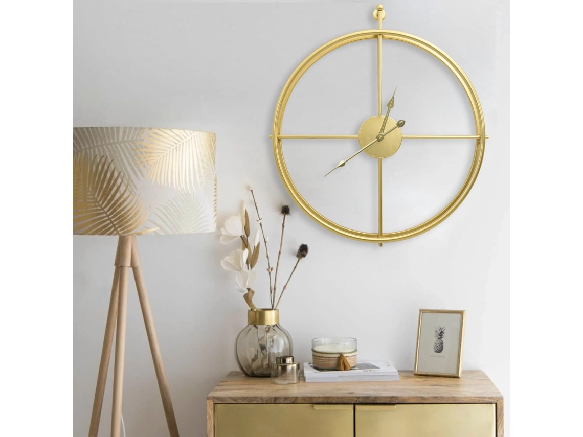 Vidaxl Relógio De Parede 52 Cm Ferro Dourado