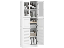 Armário Casa De Banho Mdf E Vidro Cor Branco 60x30x170 Cm Homcom