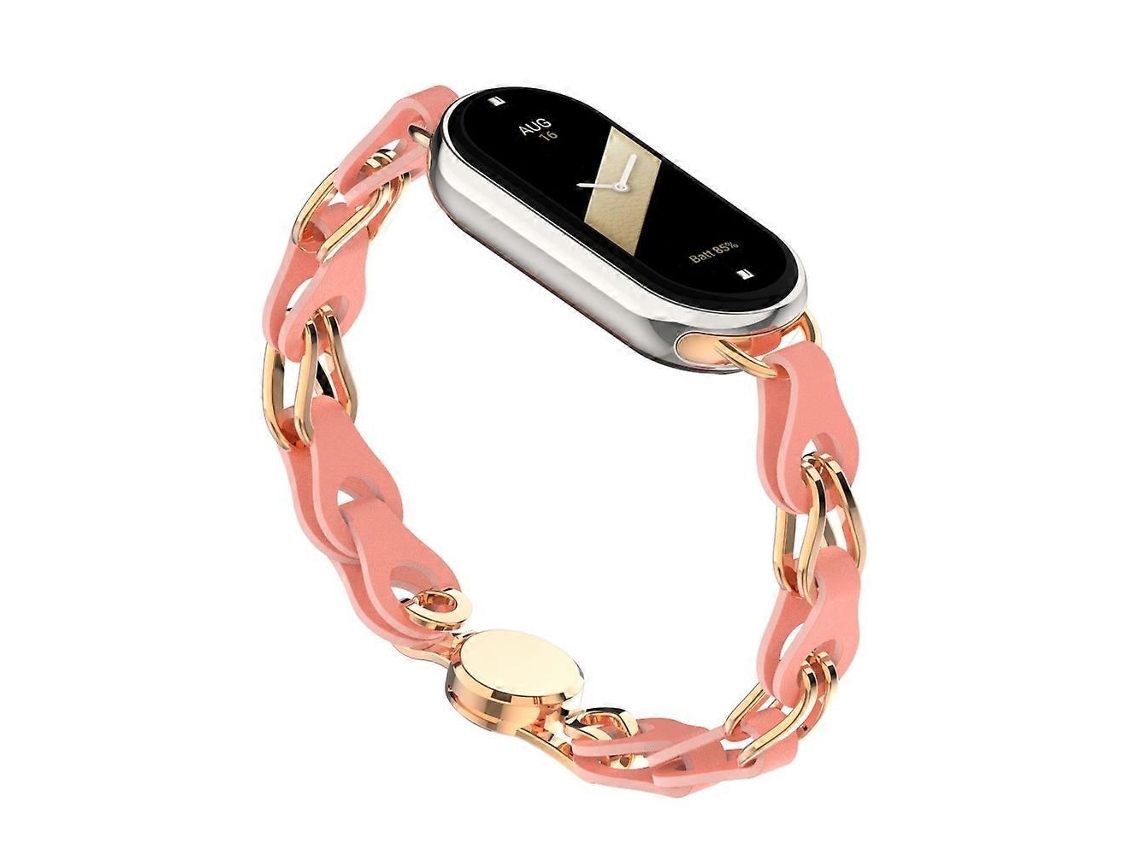 Pulseira De Couro Vazado Com Fecho Magnético Para Xiaomi Smart Band 10/9/8