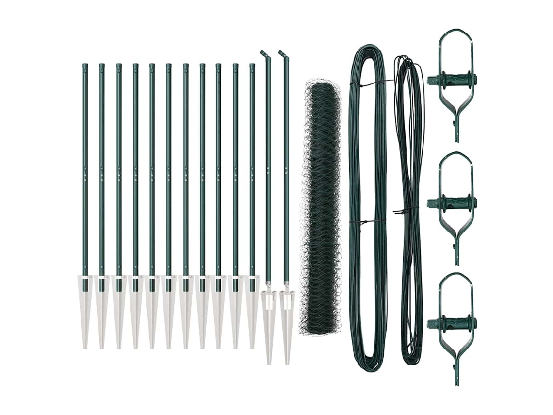 Conjunto 1 Cerca Externa Vidaxl Verde Aço (25 X 1,4 M)