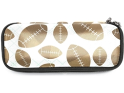 Organizador amplo com estampa de bola de rugby, ideal para escola, mesa, adultos e meninas.