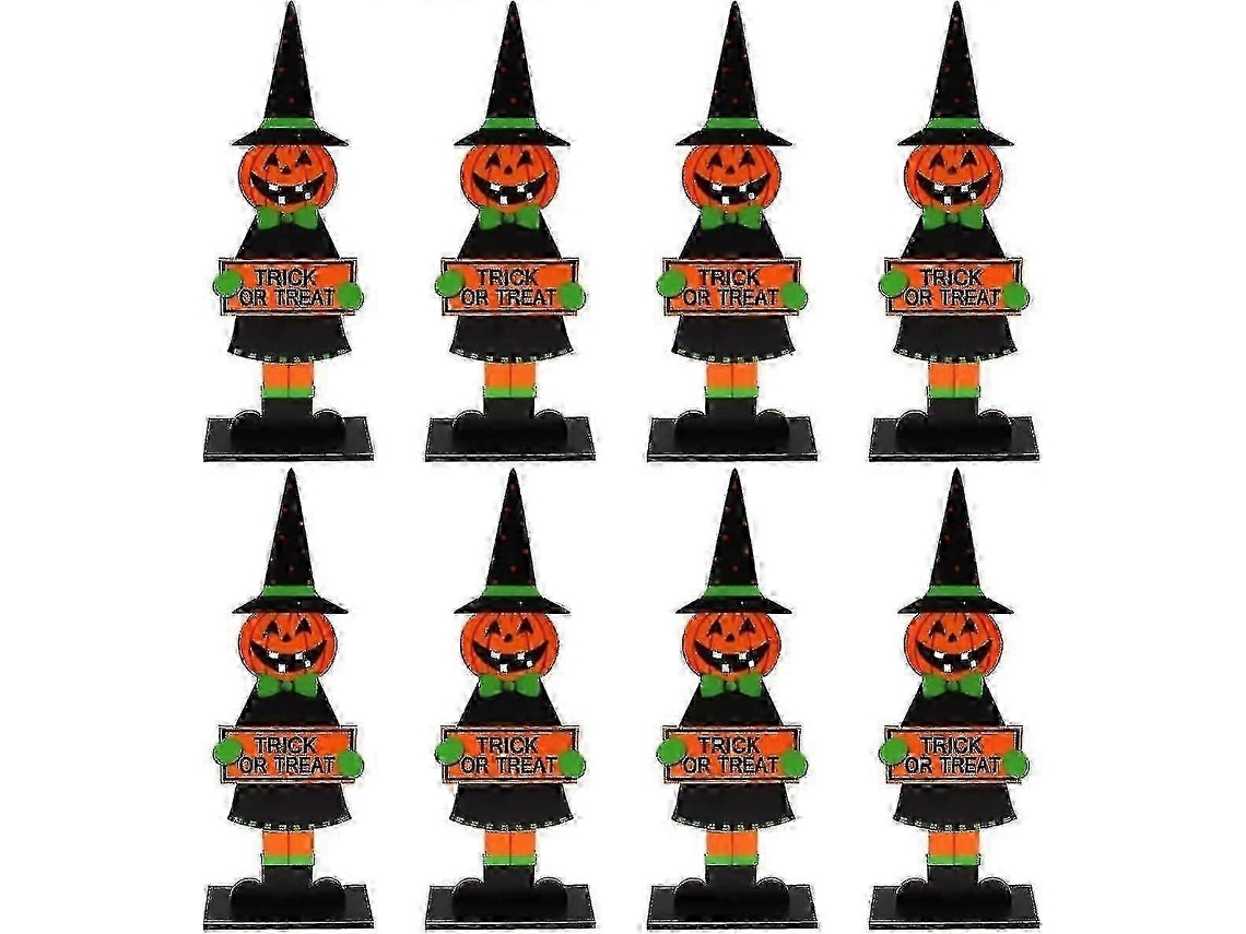 Decoração de mesa de Halloween com tema Madeira, enfeites de mesa e centros de mesa com design animado.