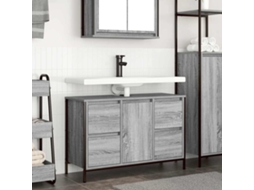 Vidaxl Armário Para Lavatório Com Gavetas, Cinza, Modelo Sonoma, 90x34,5x60 Cm