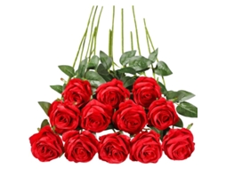 Conjunto de 12 Rosas Artificiais, Flores de Seda Artificiais Decorativas AQUAFORGE