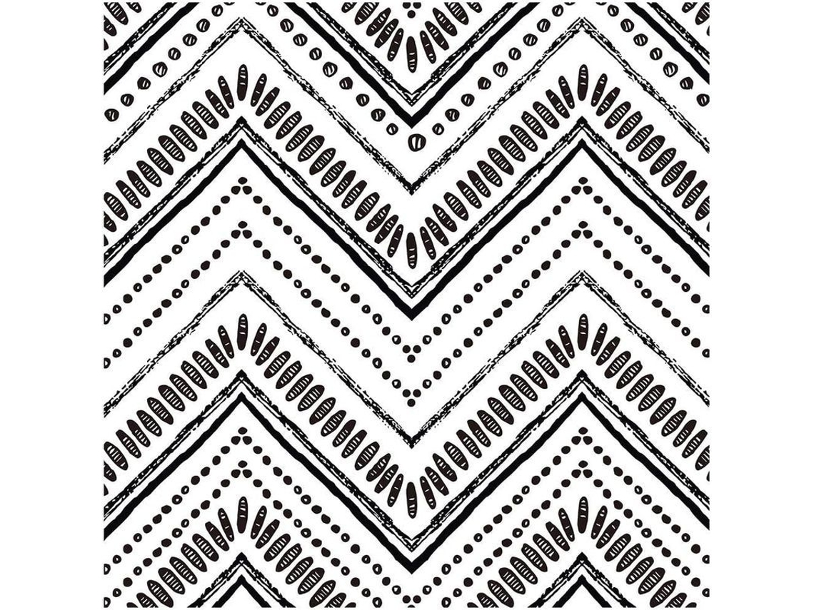 Papel Pintado Autoadhesivo Branco E Preto Com Design De Círculos Ovalados E Linhas 45cm X 6m